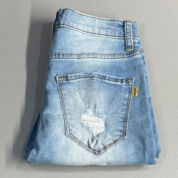 Vibrant M.I.U Style # I-808 Junior's Size 5 W26 High Waist Distressed Blue Jeans - Picture 1 of 8